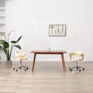 Otočná kancelářská židle Fords - ohýbané dřevo a umělá kůže | krémová