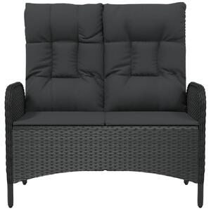 Polohovací zahradní lavice s poduškami 107 cm polyratan černá