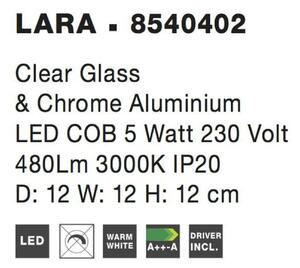 NOVA LUCE nástěnné svítidlo LARA čiré sklo a chromová základna LED 5W 230V IP20 8540402