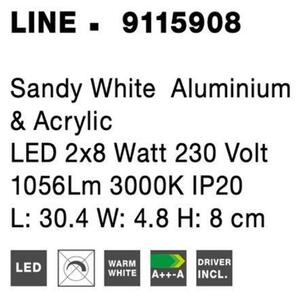 NOVA LUCE nástěnné svítidlo LINE bílý hliník a akryl LED 2x8W 230V 3000K IP20 9115908