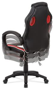Kancelářská židle, červená-černá-bílá ekokůže+MESH, houpací mech, kříž plast černý KA-V505 RED