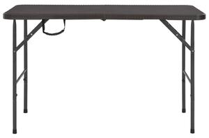 Skládací zahradní stůl hnědý 120x60x74 cm HDPE ratanový vzhled