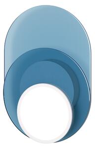 Stropní / nástěnná lampa DOT 04, více variant - TUNTO Model: bílý rám a krycí část, skleněný panel modrý / dubová překližka