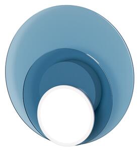 Stropní / nástěnná lampa DOT 06, více variant - TUNTO Model: bílý rám a krycí část, skleněný panel modrý / dubová překližka