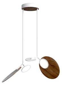 Závěsná lampa Ballon dvojitá, více variant - TUNTO Model: bílý rám a baldachýn, panel a baldachýn - ořechová překližka