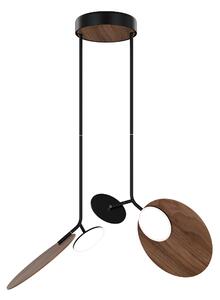 Závěsná lampa Ballon dvojitá, více variant - TUNTO Model: bílý rám a baldachýn, panel a baldachýn - dubová překližka