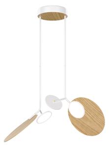 Závěsná lampa Ballon dvojitá, více variant - TUNTO Model: bílý rám a baldachýn, panel a baldachýn - dubová překližka