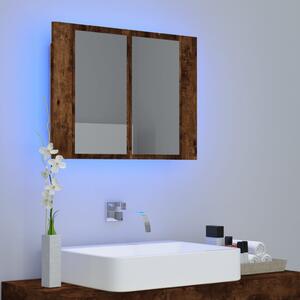 Zrcadlová skříňka s LED kouřový dub 60x12x45cm kompozitní dřevo