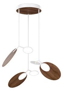 Závěsná lampa Ballon trojitá, více variant - TUNTO Model: bílý rám a baldachýn, panel a baldachýn - ořechová překližka