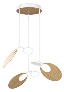 Závěsná lampa Ballon trojitá, více variant - TUNTO Model: bílý rám a baldachýn, panel a baldachýn - ořechová překližka