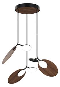 Závěsná lampa Ballon trojitá, více variant - TUNTO Model: černý rám a baldachýn, panel a baldachýn - ořechová překližka