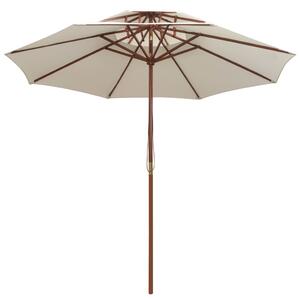 Dvoupatrový slunečník 270 x 270 cm dřevěná tyč krémově bílý