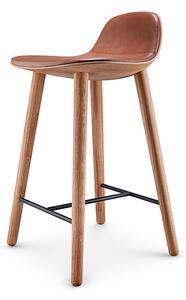 Barová židle, výška 65 cm, přírodní dub, kůže v barvě koňaku - Eva Solo