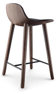 Barová židle, výška 75 cm, dub kouřový, kůže v černé barvě - Eva Solo