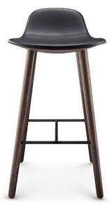 Barová židle, výška 75 cm, dub kouřový, kůže v černé barvě - Eva Solo