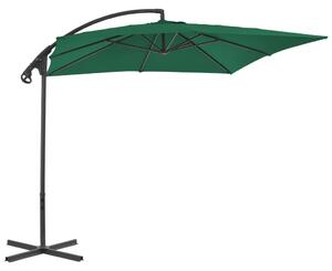Boční zahradní slunečník s ocelovou tyčí 250 x 250 cm zelený