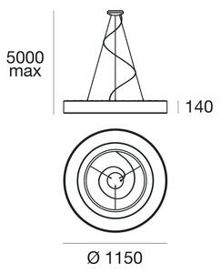 Stilnovo 7650 Saturn, kruhové svítidlo pro zavěšení, 98W LED 3000K stmívatelné DALI, prům. 115cm