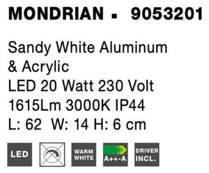NOVA LUCE nástěnné svítidlo nad zrcadlo MONDRIAN bílý hliník a akryl LED 20W 220-240V 3000K IP44 9053201