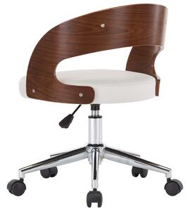 Otočná kancelářská židle Hallbury - ohýbané dřevo a umělá kůže | bílá