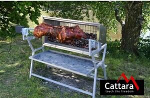 Cattara Gril na dřevěné uhlí s elektrickým rožněm Piglet, 138 x 96 x 62 cm