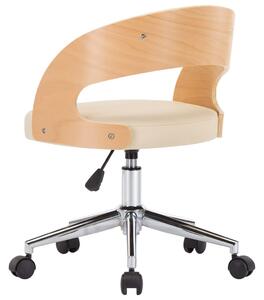 Otočná kancelářská židle Hallbury - ohýbané dřevo a umělá kůže | krémová