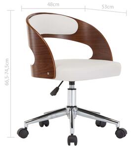 Otočná kancelářská židle Hallbury - ohýbané dřevo a umělá kůže | bílá