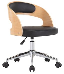 Otočná kancelářská židle Hallbury - ohýbané dřevo a umělá kůže | černá