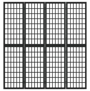 Skládací 4dílný paraván v japonském stylu 160 x 170 cm černý