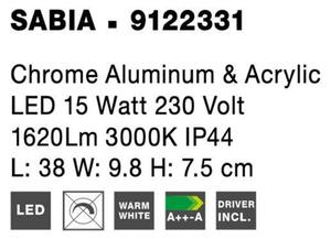 NOVA LUCE nástěnné svítidlo nad zrcadlo SABIA chrom hliník a akryl LED 15W 220-240V 3000K IP44 9122331