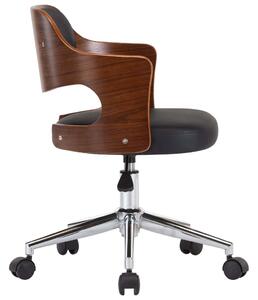 Otočná kancelářská židle Lochie - ohýbané dřevo a umělá kůže | černá