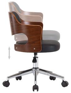 Otočná kancelářská židle Lochie - ohýbané dřevo a umělá kůže | černá