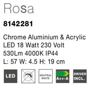 NOVA LUCE nástěnné svítidlo nad zrcadlo ROSA chromovaný hliník a akryl LED 18W 230V 4000K IP44 8142281