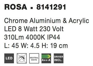 NOVA LUCE nástěnné svítidlo nad zrcadlo ROSA chromovaný hliník a akryl LED 8W 230V 4000K IP44 8141291