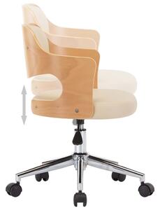 Otočná kancelářská židle Lochie - ohýbané dřevo a umělá kůže | krémová