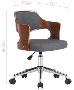 Otočná kancelářská židle Lochie - ohýbané dřevo a textil | šedá