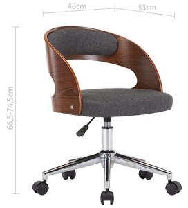 Otočná kancelářská židle Hallbury - ohýbané dřevo a textil | šedá