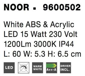 NOVA LUCE nástěnné svítidlo NOOR bílý hliník a akryl LED 15W 230V 3000K IP44 9600502