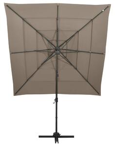 4stupňový zahradní slunečník s hliníkovou tyčí taupe 250x250 cm