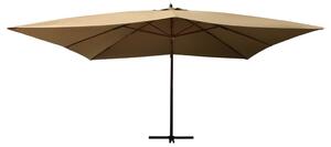 Boční zahradní slunečník s dřevěnou tyčí 400 x 300 cm taupe