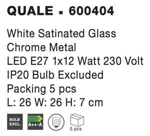 NOVA LUCE nástěnné svítidlo QUALE matné bílé sklo chromovaný kov E27 1x12W 600404