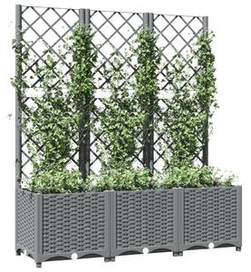 Zahradní truhlík s treláží světle šedý 120 x 40 x 136 cm PP