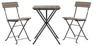 3dílný skládací bistro set šedý polyratan
