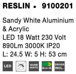 NOVA LUCE nástěnné svítidlo RESLIN bílý hliník a akryl LED 18W 220V 3000K IP20 9100201