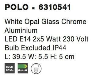NOVA LUCE nástěnné svítidlo POLO bílé opálové sklo chromovaný hliník E14 2x5W bez žárovky IP44 6310541