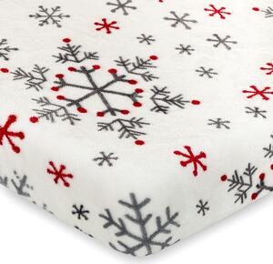 Vánoční prostěradlo mikroflanel Snowflakes, 160 x 200 cm