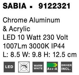 NOVA LUCE nástěnné svítidlo SABIA chrom hliník a akryl LED 10W 220-240V 3000K IP44 9122321