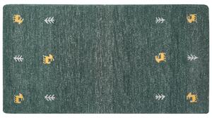 Vlněný koberec gabbeh 80 x 150 cm zelený CALTI