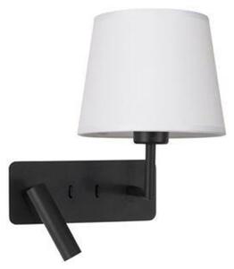 NOVA LUCE nástěnné svítidlo SAVONA bílé stínidlo a černý hliník nastavitelné - vypínač na těle LED Samsung 3W 3000K E27 1x12W 230V IP20 bez žárovky čtecí lampička 9919151