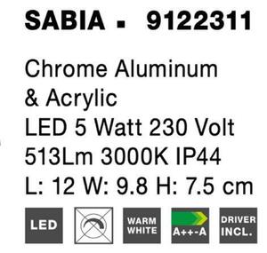 NOVA LUCE nástěnné svítidlo SABIA chrom hliník a akryl LED 5W 220-240V 3000K IP44 9122311