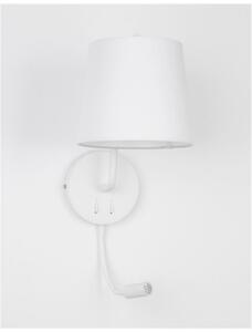 NOVA LUCE nástěnné svítidlo SAGE bílý hliník bílé stínidlo vypínač na těle E27 1x12W LED 1x3W 220V bez žárovky IP20 čtecí lampička 9129329